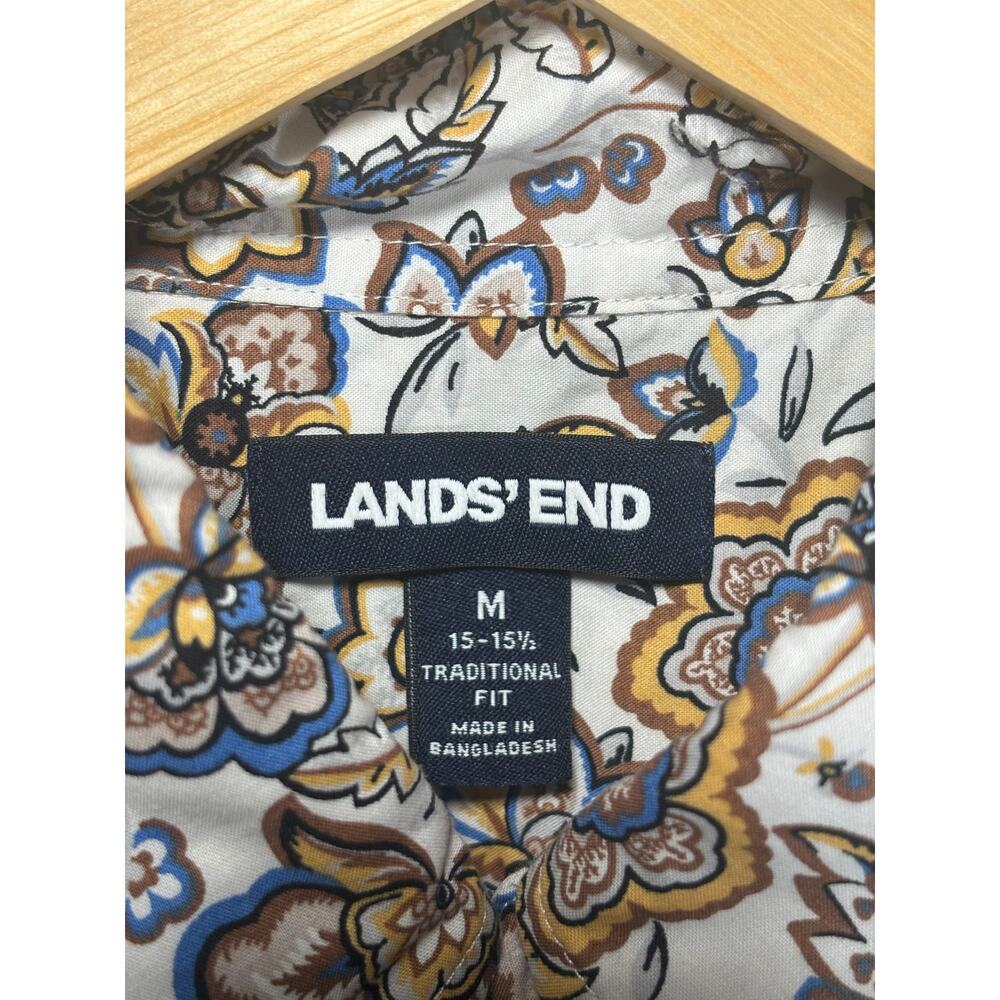 Lands End Paisley Print Short Sleeve Shirt Traditional Fit Mens Medium - Picture 4 of 6